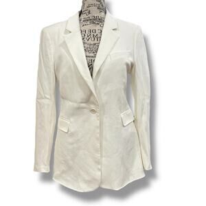 NWT Blk Dnm Women’s Size 2 White Single Breasted One-Button Blazer Jacket EU36